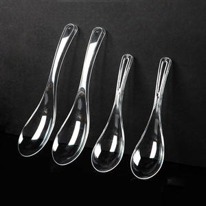 9cm 12cm 13.5cm 15cm 18cm 使い捨て透明黒色プラスチック製サービングスプーン 食品サービス用スープ、デザート、アイスクリーム、ご飯用スプーン - Product Image 2