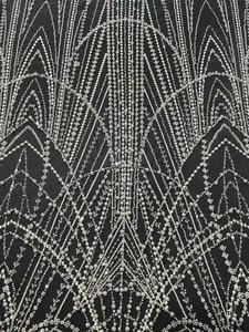 Nouveau style de tissu en dentelle de tulle brodé de grosses perles, de sequins et de perles lourdes pour robe de soirée élégante et tendance - Product Image 3