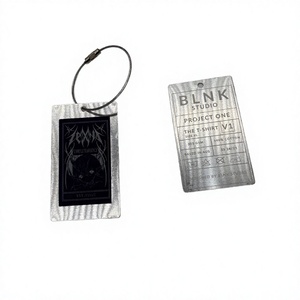Étiquettes suspendues en métal aluminium avec logo personnalisé |   Étiquettes écologiques imperméables finition argent - Gravées au laser pour vêtements et bijoux de luxe - Product Image 2