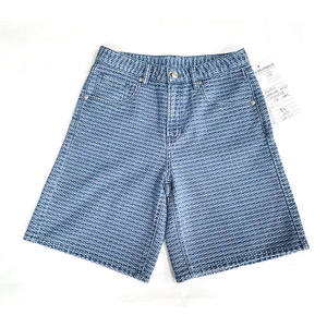 Fábrica Primavera Verano nuevo Retro clásico Jacquard sólido lavado azul mujer Jeans cómodos mujeres Casual algodón suave pantalones cortos - Product Image 1