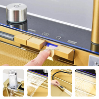 Évier de cuisine intelligent Bolemi Golden Sinks à cascade, cuve unique, en acier inoxydable SUS304 nano, avec rince-verre intégré