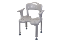 Siège de douche réglable DA-6058E pour la maison, pour femmes enceintes et personnes handicapées, avec larges accoudoirs, trou de drainage en U, coussin souple en EVA et pieds antidérapants à ventouse