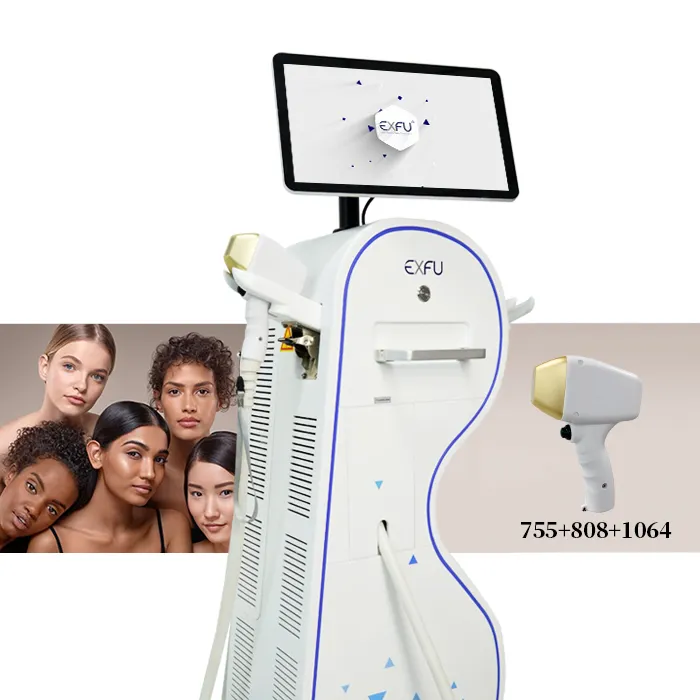 2024 most popular Diode laser permanent hair removal machine 755+808+1064nm 3 wavelength painless hair removal EXFU 3000W power
