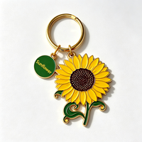 Llavero de Metal de Aleación de Zinc con Esmalte Suave y Relieve 3D de Girasol, Regalo Floral Natural, Souvenir, Logotipo Personalizado, Venta al por Mayor