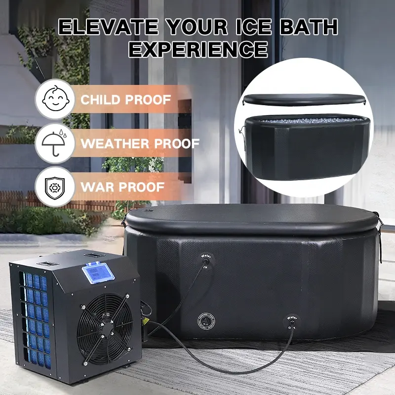 Banheira de mergulho a frio portátil com refrigerador banheira de gelo dobrável inflável com refrigerador