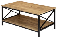 Meuble de salon, table console moderne avec rangement, plateau en bois et structure en acier noir, meubles de maison