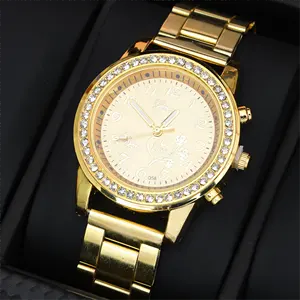 Orologio al quarzo in acciaio inossidabile orologio coppia per uomo e donna oro di lusso orologio da polso business regalo creativo all'ingrosso