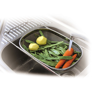 Scolapiatti Estensibile in Acciaio Inox con Rete Filtrante per Lavare Verdura e Frutta - Product Image 2