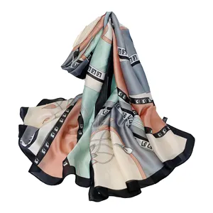 2022 New Style Bulk Satin Luxury Scarf Silk, Design Fashion Scarf For Women Shawls/