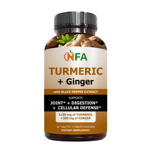 Tabletas de Cúrcuma y Jengibre OEM ODM 1450mg con Pimienta Negra, Apoyo para la Salud Digestiva, Salud del Tracto Gastrointestinal, Salud de las Articulaciones - Product Image 1