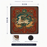 Faible MOQ, Tapis de Mahjong en Caoutchouc de 31,5 Pouces, Couleur Personnalisée, Style Illustration Tendance Nationale Premium, avec Sac de Rangement