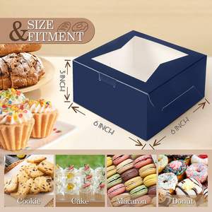 KPOSIYA - 65 Cajas de Panadería Azules de 6x6x3 Pulgadas con Ventana, Cajas Pequeñas para Pasteles, Postres, <span class=keywords><strong>Galletas</strong></span>, Donas, Fiestas de Cumpleaños y Bodas - Product Image 6