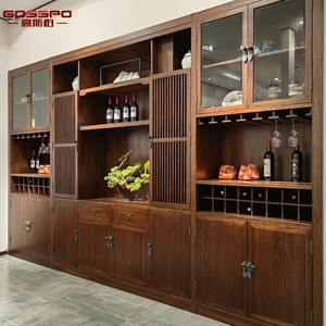 Mueble de Madera de Roble Macizo Personalizado de Fábrica, Mueble Moderno para Sala de Estar, Vinoteca Americana de Lujo, Vinoteca Integrada, Estante para Botellas de Vino Dorado - Product Image 4