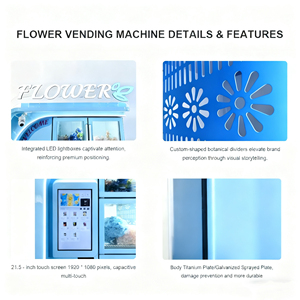เครื่องหยอดเหรียญแบบคอมโบช่อดอกไม้สดบริการตนเองตลอด24ชั่วโมงบัตรเครดิต QR โค้ดความจุปรับแต่งได้คอมเพรสเซอร์ระบายความร้อน - Product Image 5