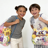 Sac à dos transparent à cordon personnalisé OEM/ODM de haute qualité pour poupées griffes, vente en gros, sac à cordon en plastique pour jouets en peluche