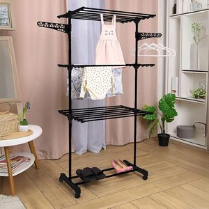 3 tendederos grandes de pie, plegables, ajustables, retráctiles y desmontables, <span class=keywords><strong>con</strong></span> barras y ganchos compactos de metal - Product Image 6