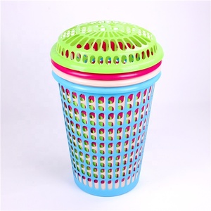Panier à linge en plastique extra large avec couvercle, forme ronde, pour vêtements sales à la maison, 30/40/50/60L - Product Image 4