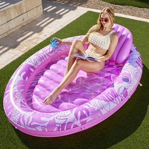 Oval Inflatable Water Bed Lounge Chair 180x127cm Tropical Design With Back Sun Lounger Outdoor Pool Float - Product Image 3