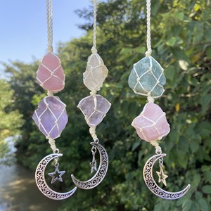 Pendule de voiture en étoile de guérison, pierre précieuse spirituel, Reiki tressée, améthyste Rose, Quartz énergétique, décoration d'intérieur, cristal - Product Image 4