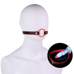 Silent Oath Gag : Menottes en cuir, Gag à bouche ouverte, Harnais buccal réglable pour fixation orale adulte, Jouets de bondage - Product Image 1