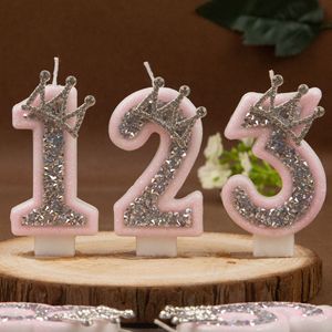 Bougies Chiffres Couronne Rose Argentée 0-9 – Bougies Créatives Premium pour Gâteau d'Anniversaire – Fournitures de Décoration de Fête Personnalisées - Product Image 3