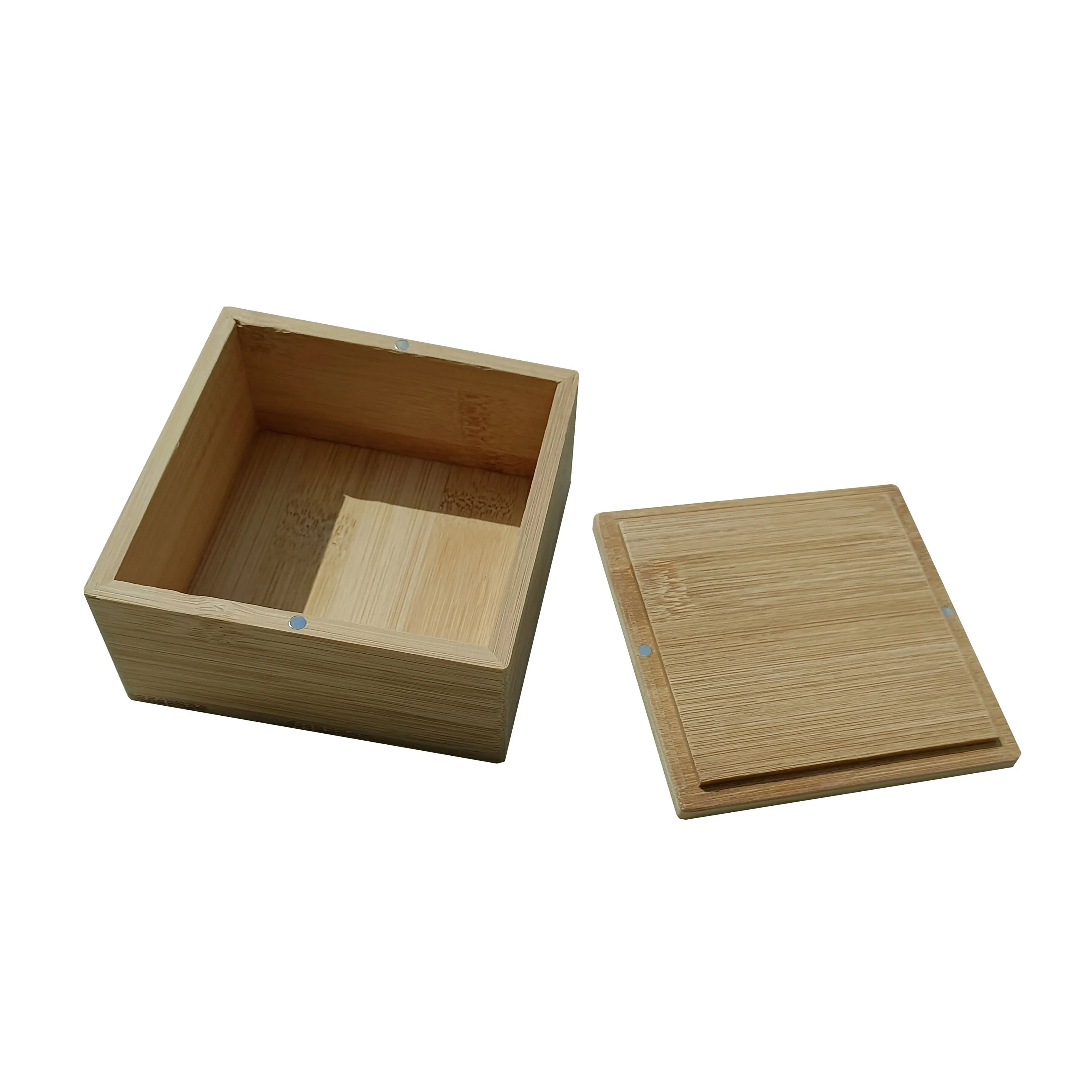 Cajas de bambú naturales personalizadas con tapa magnética, caja de madera para joyería y artatas, cajas de almacenamiento artesanal