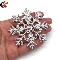 Décoration de Boîte Cadeau de Noël, Grandes Flocons de Neige de 3 Pouces, Cristaux de Verre Transparents, Broches en Strass