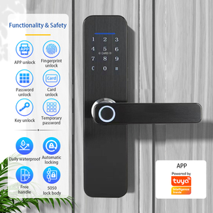 Manija <span class=keywords><strong>de</strong></span> <span class=keywords><strong>seguridad</strong></span> para el hogar Tuya App Control Cerradura <span class=keywords><strong>de</strong></span> puerta Contraseña Llave Tarjeta <span class=keywords><strong>de</strong></span> <span class=keywords><strong>huella</strong></span> dactilar Manija <span class=keywords><strong>de</strong></span> puerta inteligente <span class=keywords><strong>con</strong></span> placa - Product Image 2