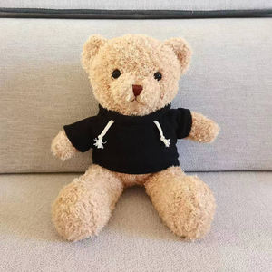 新年プロモーションギフト会社マスコットかわいいぬいぐるみカスタムロゴぬいぐるみテディベアホワイトブラックパーカーシャツ - Product Image 2