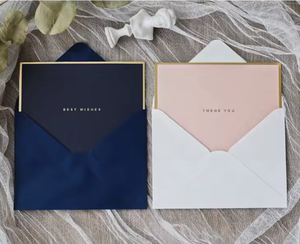 Cartes de remerciement personnalisées avec bordure dorée et enveloppes assorties pour les cadeaux d'anniversaire et de mariage - Product Image 1
