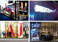 Layar Transparan LED Indoor Penuh Warna Menawan P3.91 55% Permeabilitas HD Hemat Energi