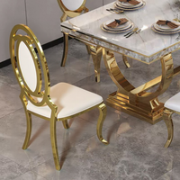 Chaises de salle à manger de luxe en or dos de fleur chaise de mariage moderne en acier inoxydable salle de banquet hôtels en plein air villas fêtes