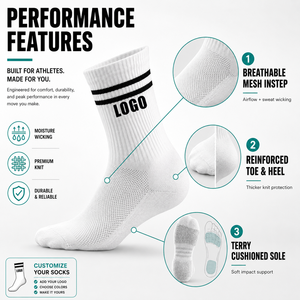 Fabricant de chaussettes, chaussettes de sport personnalisées pour hommes, chaussettes athlétiques en coton, chaussettes unisexes, chaussettes à logo personnalisé, design personnalisé pour hommes - Product Image 2