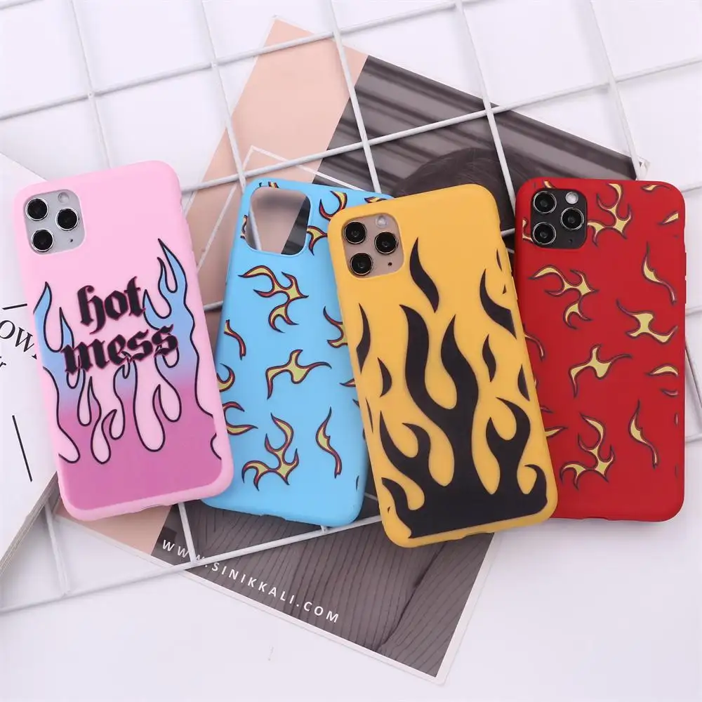 Fashion Multi-color Flame For IPhone 1112 Pro Max X XS XR Max 7 8 7Plus 8Plus 6S SE Soft Silicone Candy Case Fundas
