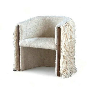 Heritage Craft Handmade Living Room Faux Wool Fringe <strong>Occasional</strong> <strong>Chair</strong> Wooden Formal Farmhouse Tassel Dining Room <strong>Chairs</strong> <strong>for</strong> <strong>Sale</strong> - Product Image 2