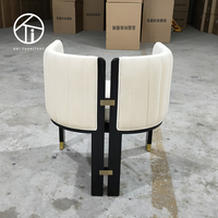 Chaise de salle à manger moderne en bois massif avec dossier bas, dossier confortable en tissu camel, siège en tissu, fauteuil de loisirs pour la maison, le bar, l'hôtel