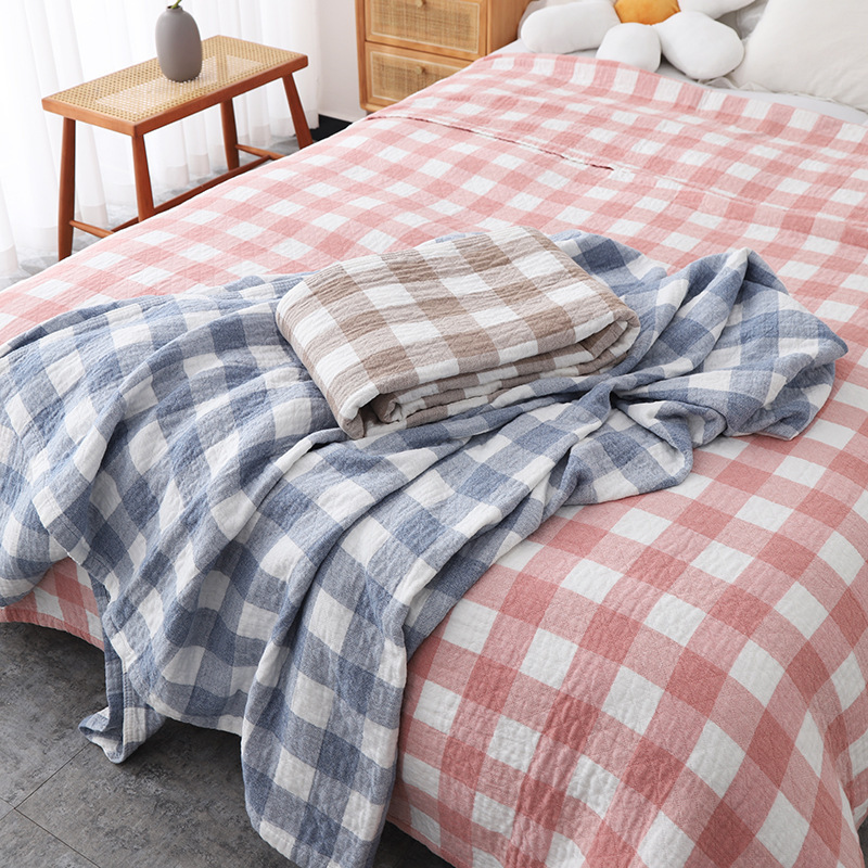 Checkerboard 3 Layers Cotton Muslin Bed