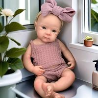 Poupée Reborn en silicone, corps entier, 13 pouces, anatomiquement correcte, réaliste, douce, rose foncé, avec robe à nœud