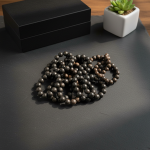 Bracelet en bois d'agar Dai Binh vintage, perles en bois d'agar noir, unisexe, Vietnam, 18 mm - Product Image 1