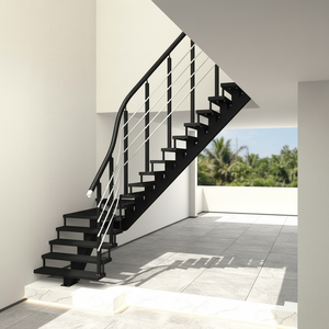 Escalera de Acero Negra Resistente para Exteriores con Barandilla de Barra Horizontal para Edificios Comerciales y Escapes de Incendios - Product Image 4
