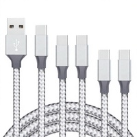 Câble USB 2.0 vers Type-C en nylon tressé réversible de haute qualité avec gaine en TPE, charge rapide 3A pour téléphone portable, appareil photo, ordinateur