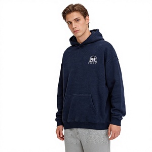 Sudadera con capucha extragrande de algodón 100% con cremallera, bordado 3D, estilo vintage premium, hombros caídos, logotipo personalizado y pedrería. - Product Image 2