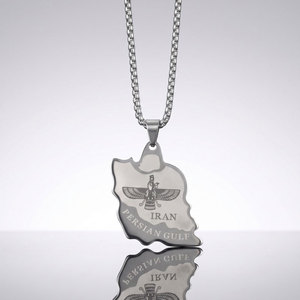 Collares de Plata y Oro PVD Antideslustre de Moda, Joyería Fina de Acero Inoxidable 316L, Collar con Mapa de Irán para Mujer - Product Image 2