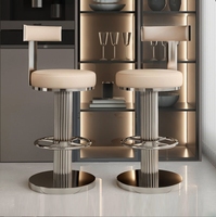 Tabourets de bar modernes en acier inoxydable, réglables en hauteur, pivotants, avec dossier, pour cuisine, bar à domicile et salle à manger