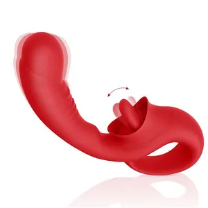 Tongue Licking Vibrator Nipple Toys Clitoral G-Spot Vibrators Rose Sex Toys Vibrator for Women Adult Sex Toys