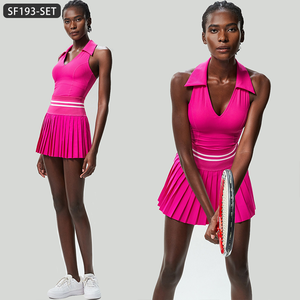 Set gonna da allenamento-gonna da Tennis a vita alta con pantaloncini incorporati e reggiseno sportivo con scollo a V Set da Yoga antiscivolo rapido asciutto <span class=keywords><strong>2</strong></span> pezzi - Product Image 2