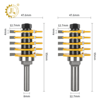 Mata Bor Router Multi Gigi 8mm 12mm Diameter Tangkai untuk Kayu, Alat Pertukangan Kayu, Pemotong Sambungan Jari, Pemotong Sambungan Kotak