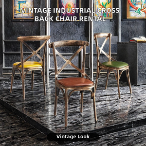 Chaise de salle à manger en métal industriel moderne à dossier croisé - Empilable, durable, écologique, imperméable, utilisation commerciale, <span class=keywords><strong>location</strong></span> - Product Image 2