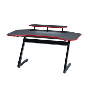 Bureau d'ordinateur, bureau de jeu, bureau d'ordinateur portable, bureau en métal avec éclairage LED RVB, multifonctionnel, gain de place, table de jeu pour PC - Product Image 1