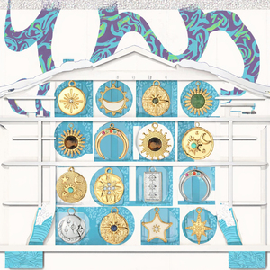 Pendentif œil de palmier vintage tendance en zircon incrusté, plaqué or 18 carats, en acier inoxydable certifié, étanche - Product Image 3